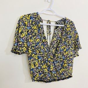 Dynamite | Floral Wrap Cropped Blouse
